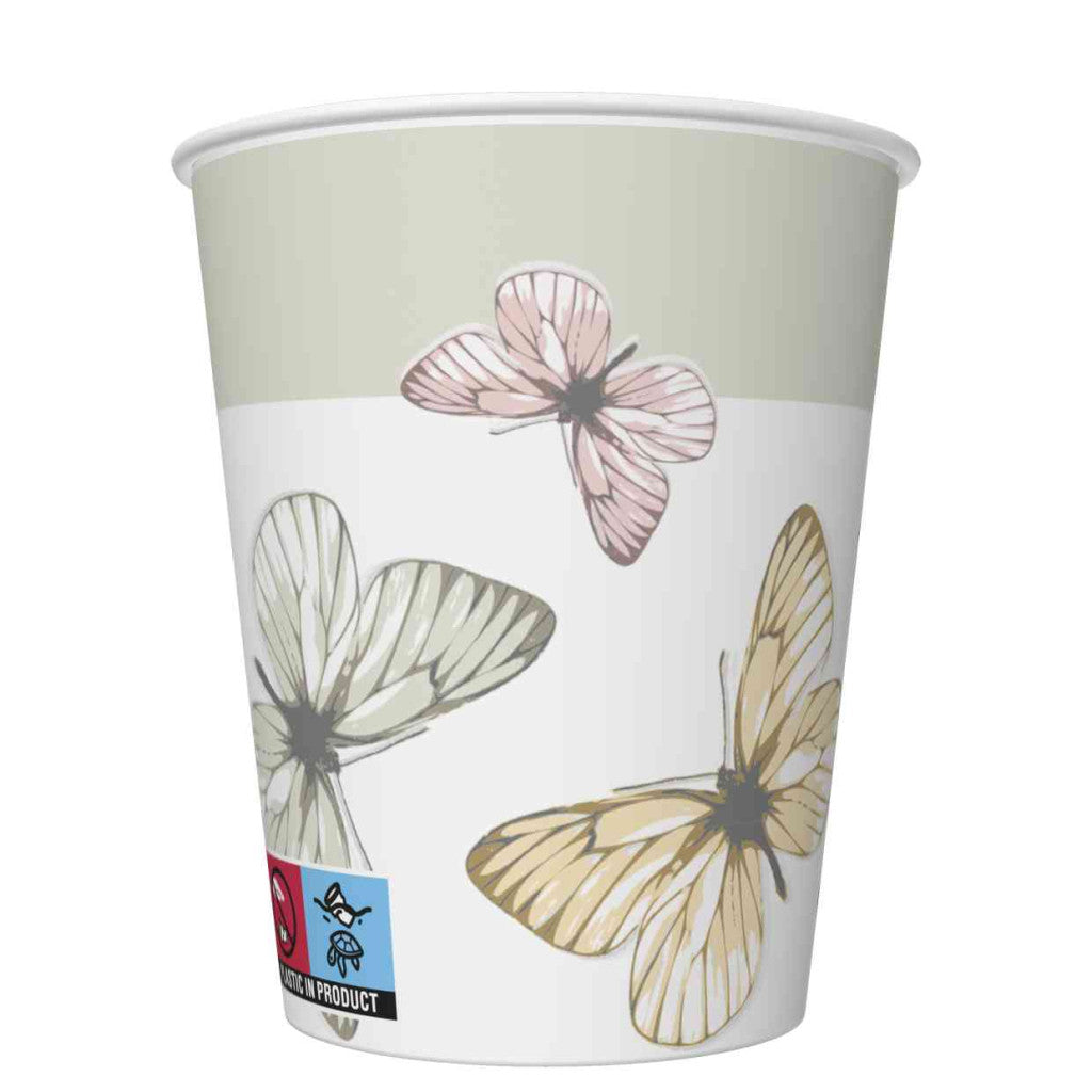 Butterfly Light papīra krūzītes 8 gab. 250 ml