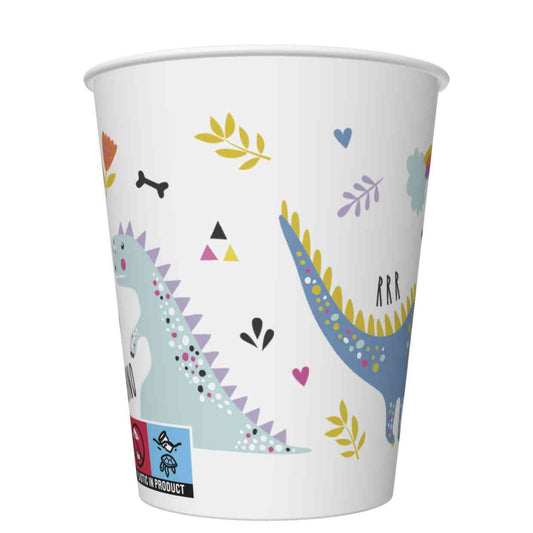 Dinozauru smieklīgās papīra krūzītes 8 gab. 250 ml