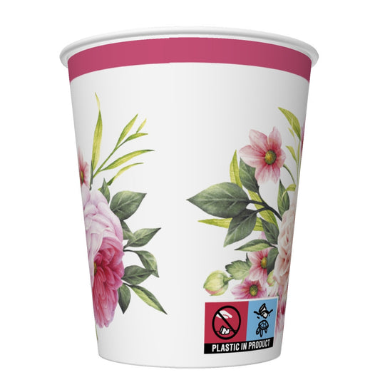 Krāsainie zariņi ar lapām, rožu krāsas papīra krūzītes, 8 gab., 250 ml