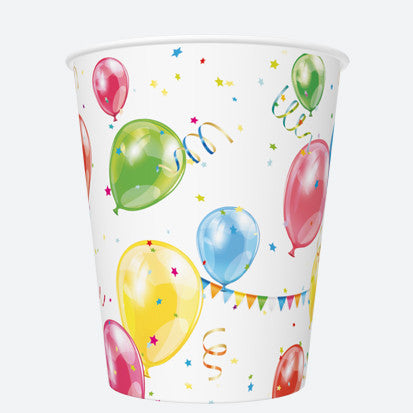 Krāsainie baloni balonu papīra krūzīšu komplekts, 8 gab., 250 ml