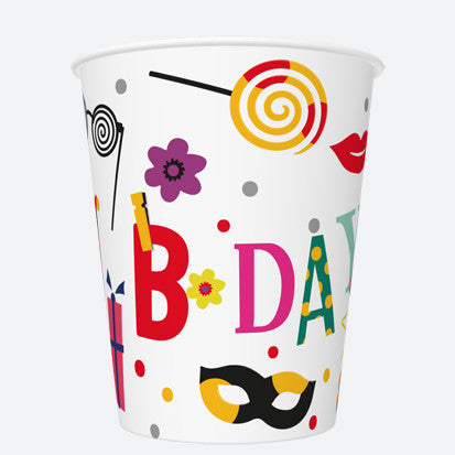 Daudz laimes dzimšanas dienā Smieklīgas Daudz laimes dzimšanas dienā papīra krūzītes 8 gab. 250 ml