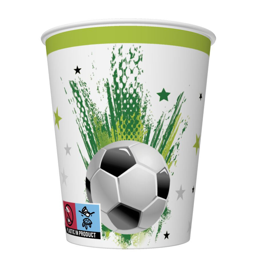 Papīra krūzītes "Futbols ar zvaigznēm" 8 gab. 250 ml