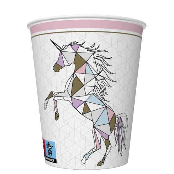 Vienradža papīra krūzītes ar grafisko "Mežonīgais" 8 gab. 250 ml