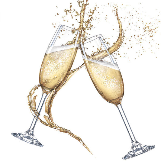 "Celebrate Glass of Champagne" svinību salvetes, 20 gab., 25x25 cm