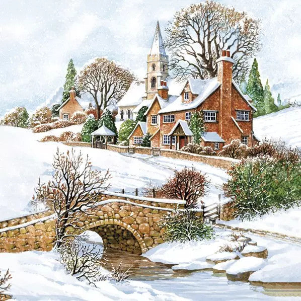 Ziemassvētku salvetes "Sniegots ziemas skats", 20 gab. iepakojumā, 33x33 cm