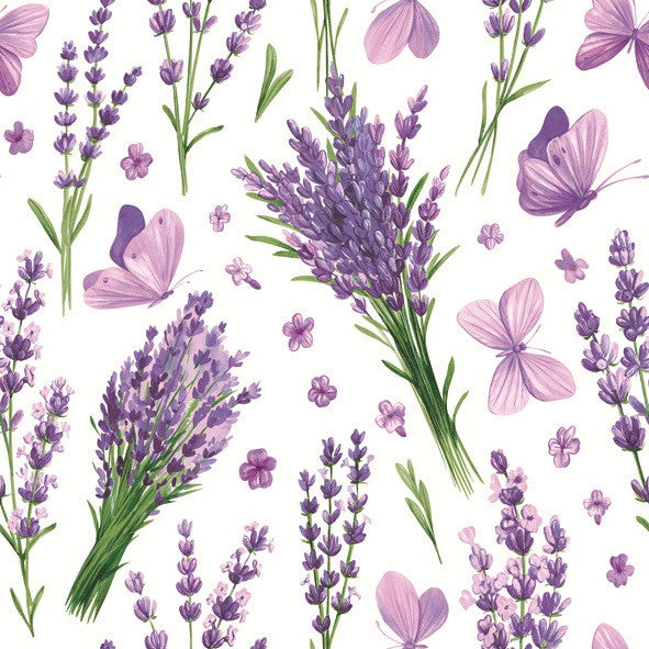 Salvešu komplekts "Flower Violet Butterflies" lavandas krāsā, 20 salvetes, 33x33 cm
