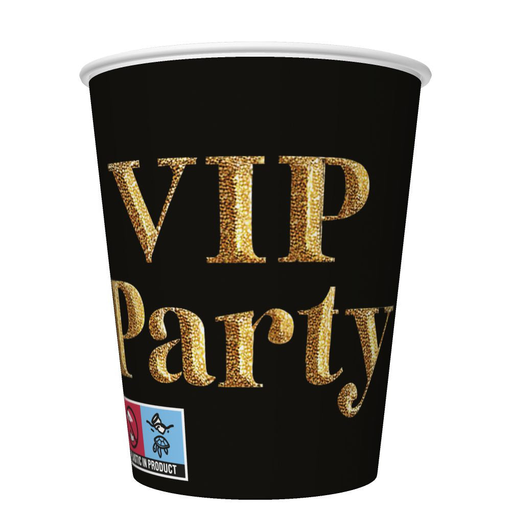 Party Gold VIP papīra krūzīšu komplekts, 8 gab., 250 ml