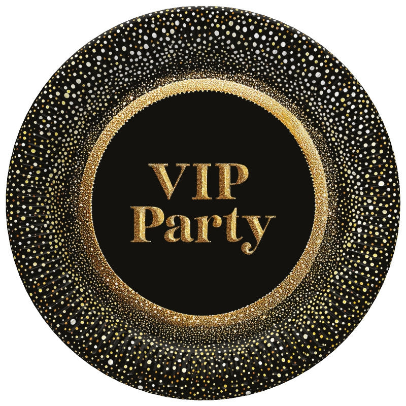 Party Gold VIP papīra šķīvju komplekts, 8 gab., 18 cm