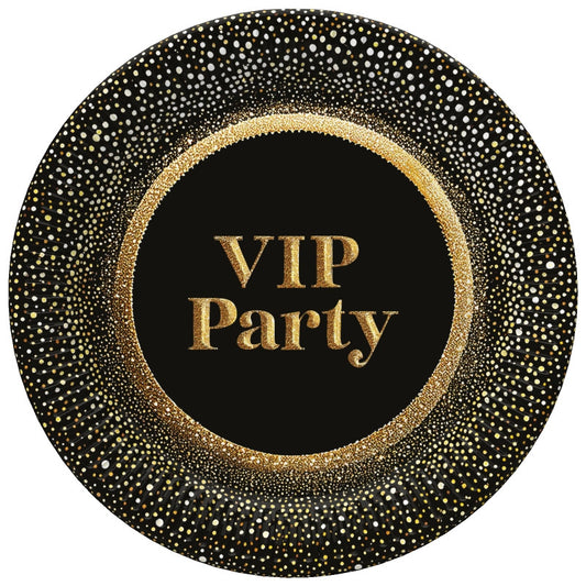 Party Gold VIP papīra šķīvji 8 gab. 22,7 cm