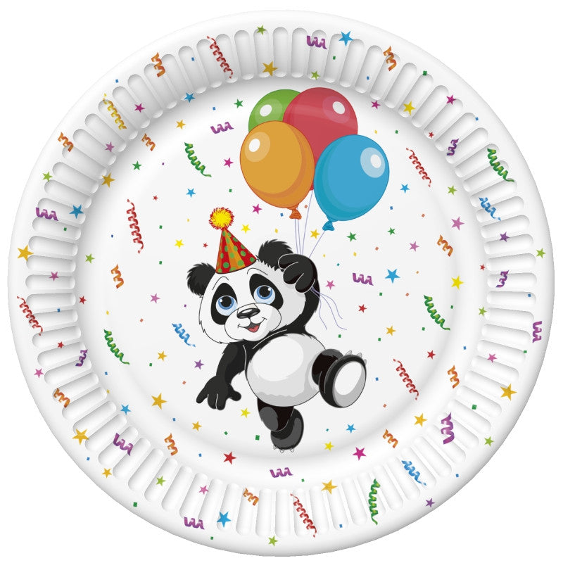 Dzīvnieku Smieklīgās Pandas Papīra šķīvji, 8 gabali, 22,7 cm