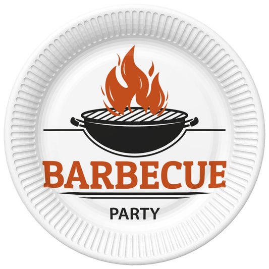 BBQ ballītes bārbekjū papīra šķīvji, 8 gab. iepakojumā, 22,7 cm