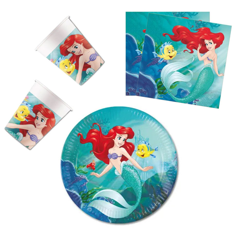 Disney princeses Ariel Curious ballīšu komplekts 36 gab. ar 23 cm šķīvjiem