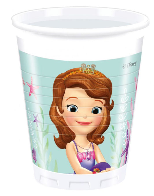 Disney Sofija Jūras pērle plastmasas krūzītes 8 gab. 200 ml
