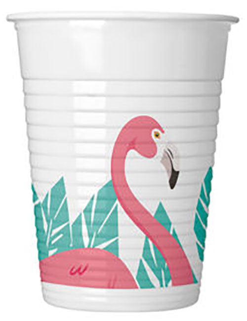 Flamingo rozā plastmasas krūzītes 8 gab. 200 ml