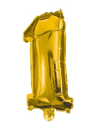 Zelta krāsas mini folijas balons ar 1 ciparu, 33 cm