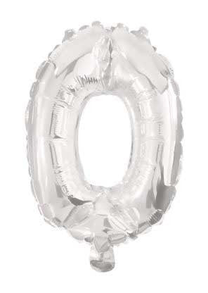 Folijas balons "Cipars Mini 0", 33 cm, sudraba krāsā