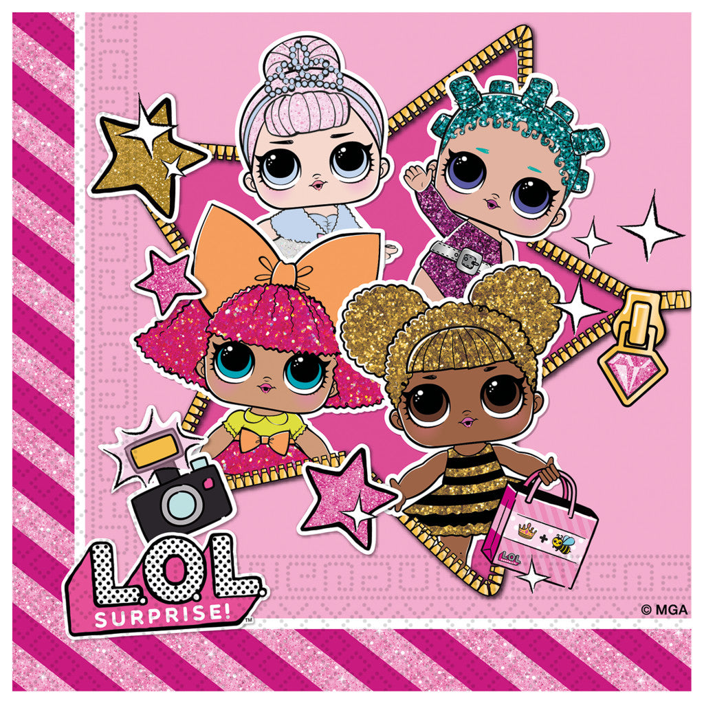 LOL Surprise Glitterati salvetes 20 gab. 33x33 cm