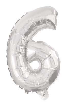 Folijas balons "Giant", 6 sudraba cipari, 85 cm
