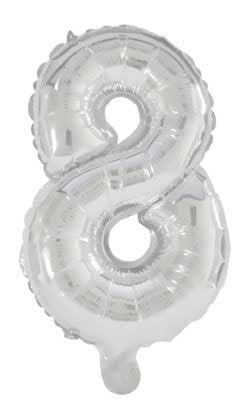 Folijas balons "Cipars 8", 85 cm, sudraba krāsā
