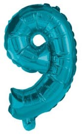 Folijas balons "Mini", skaitlis 9, zils, 32 cm