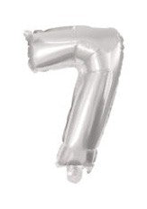 Sudraba krāsas folijas balons "Cipars 7", 10 cm