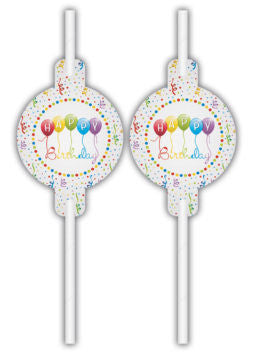 Daudz laimes dzimšanas dienā serpentīni Papīra salmiņu komplekts (4 gab.)