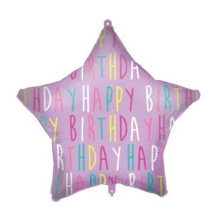 Folijas balons "Zvaigzne dzimšanas dienā" ar violetu zvaigznīti, 46 cm