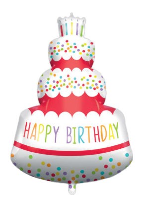 Folijas balons "Dzimšanas diena" ar torti, 96 cm