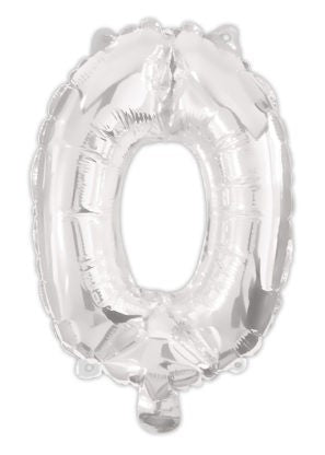 Sudraba krāsas folijas balons "0" ar ciparu, 95 cm
