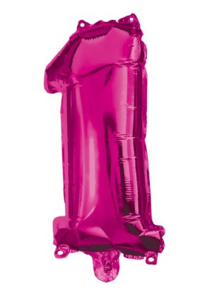 Folijas balons "Cipars 1" ar rozā krāsu, 95 cm