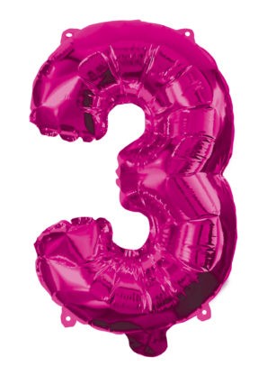 Folijas balons "Cipars 3", 95 cm, rozā