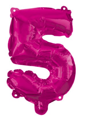 Folijas balons "Cipars 5", 95 cm, rozā