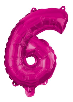 Folijas balons "Cipars 6" ar rozā krāsu, 95 cm