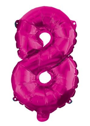 Folijas balons "Cipars 8" ar rozā krāsu, 95 cm
