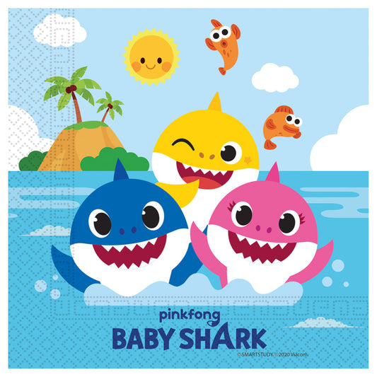 Salvetes "Baby Shark Fun in the Sun" 20 gab., 33x33 cm