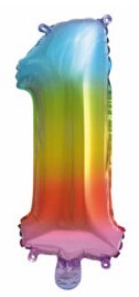 Metālisks mini folijas balons "Cipars 1", 34 cm