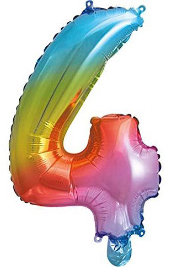 Folijas balons "Cipars 4", 35 cm, daudzkrāsains, metālisks