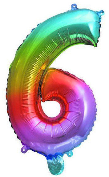 Metālisks mini folijas balons ar ciparnīcu 6, 36 cm