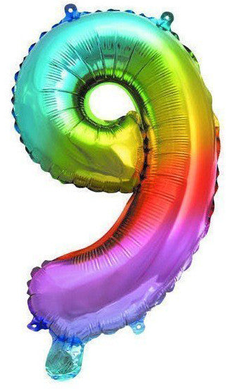 Metālisks mini folijas balons ar skaitli 9, 36 cm
