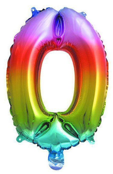 Folijas balons "Dzeltens, metālisks", 33 cm, ar ciparu "0"