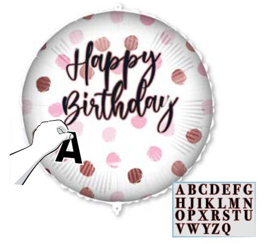 Daudz laimes dzimšanas dienā, Daudz laimes dzimšanas dienā, rozā folijas balons, 46 cm, pielāgojams