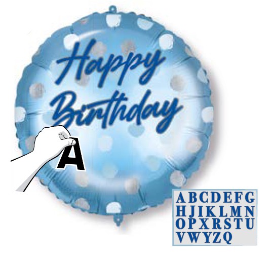 Daudz laimes dzimšanas dienā, Daudz laimes dzimšanas dienā, zils folijas balons 46 cm, pielāgojams