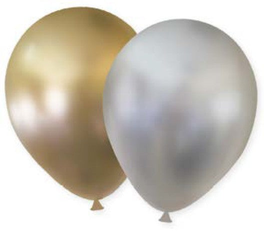 Daudz laimes dzimšanas dienā, spīdīga sudraba, zelta balonu komplekts, 6 gabali