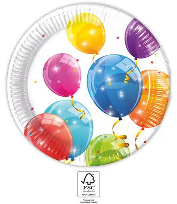 Balonu dzirkstošie papīra šķīvji 8 gab. 23 cm FSC