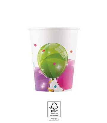 Balonu dzirkstošās papīra krūzītes 8 gab. 200 ml FSC