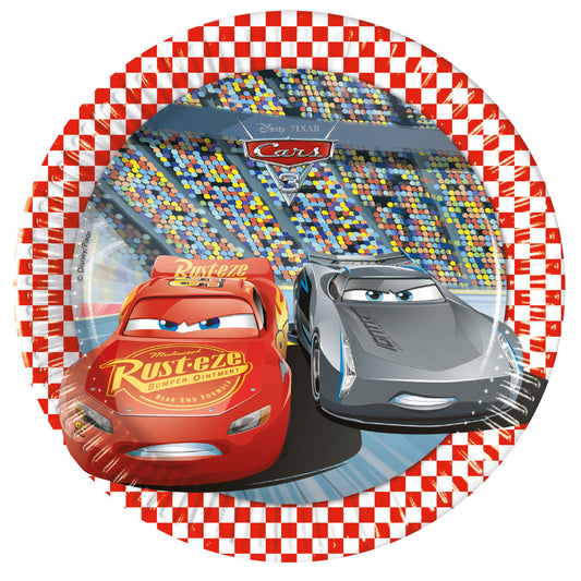 Disney Cars Arena Race papīra šķīvju komplekts 8 gabali 20 cm FSC