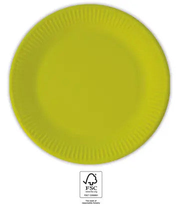 Krāsaini vienkrāsaini gaiši zaļi, zaļi papīra šķīvji 8 gab. 23 cm FSC