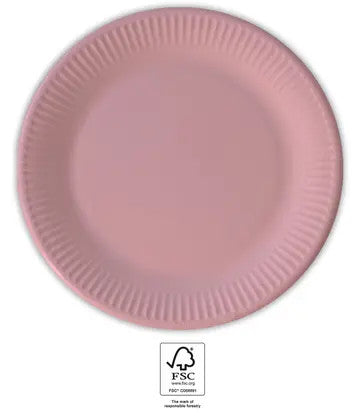 Krāsaini vienkrāsaini rozā, rozā papīra šķīvji 8 gab. 20 cm FSC