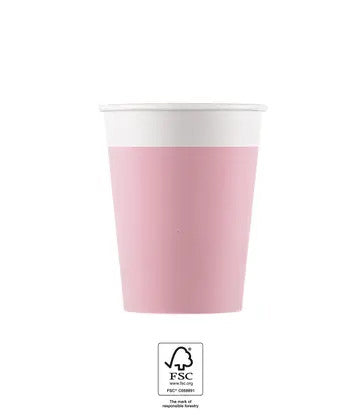 Krāsa vienkrāsaina rozā, papīra glāzes 8 gab. 200 ml FSC