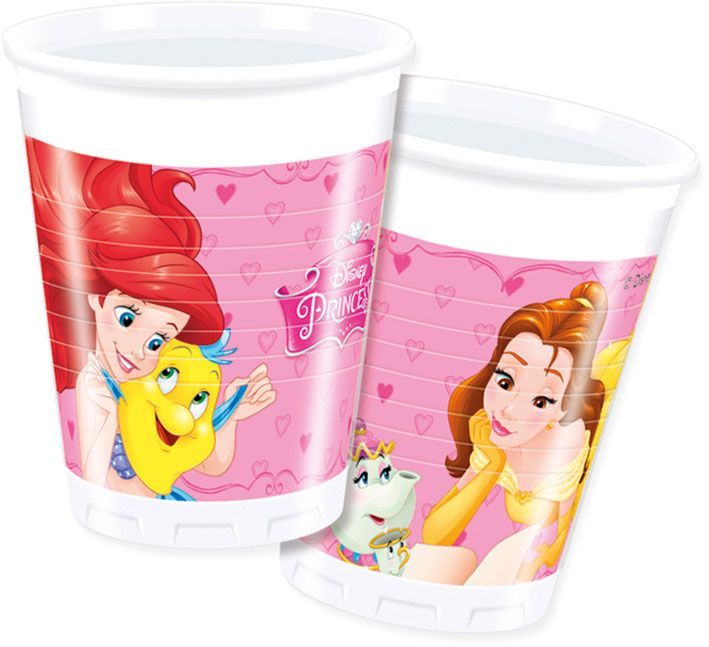 Disney Princess Theme Books plastmasas krūzīšu komplekts 8 gab. 200 ml